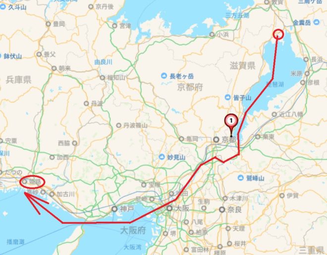 図１．淀川水系・大阪湾カヤックルート図