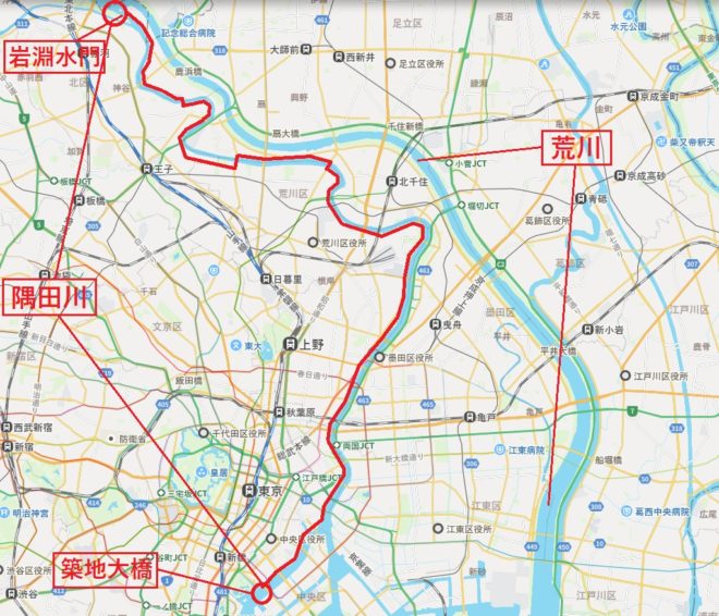 図４．隅田川ウォーキングルート図