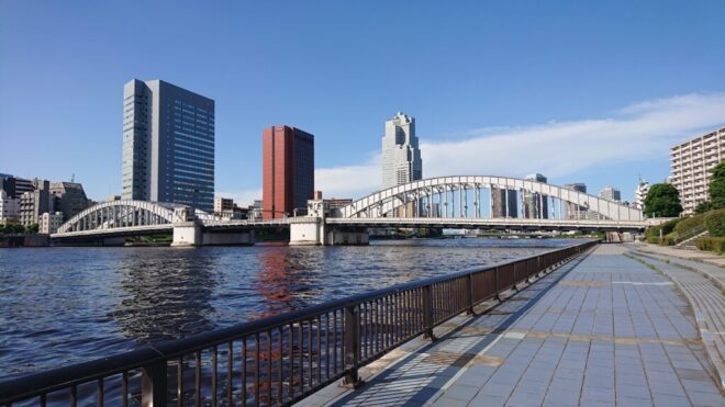 写真３．勝鬨橋：隅田川左岸下流側から撮影