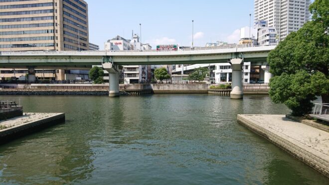 写真８．ばらぞの橋から堂島川を臨む
