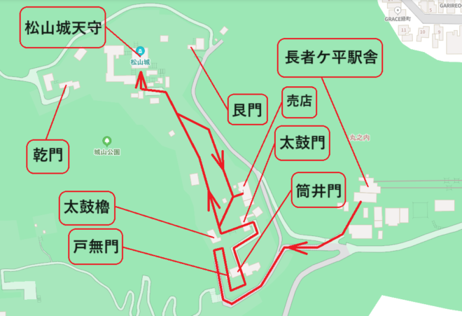 図５．松山城内見学ルート図
