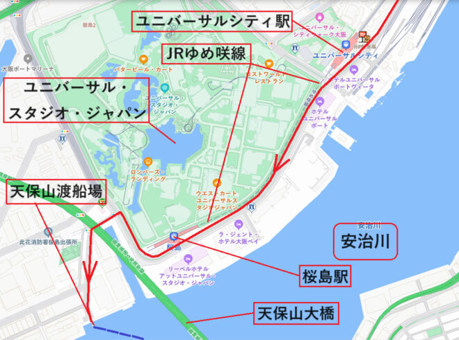図６．ユニバーサル・スタジオ・ジャパン周辺図