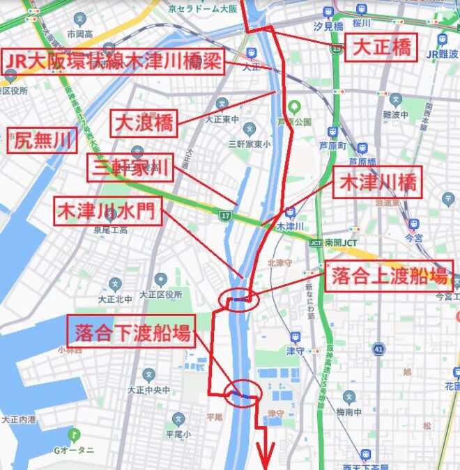 図８．木津川中流部ウォーキングルート図